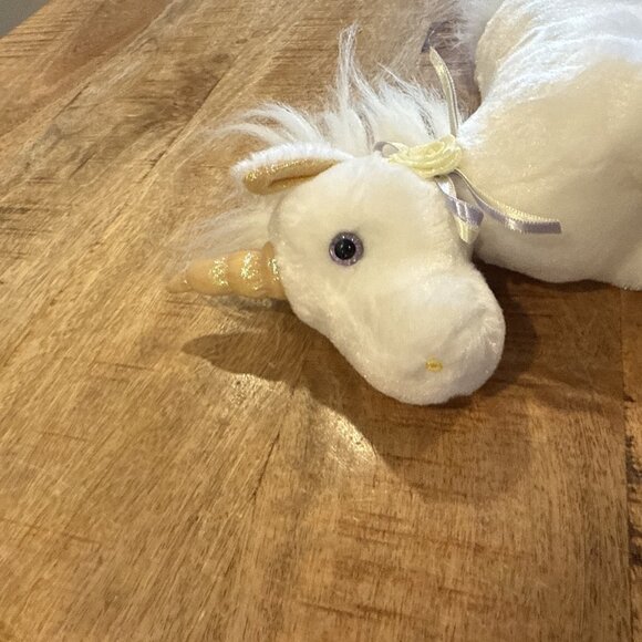 Aurora White 12” Unicorn Lovey Plush Yellow Flower Collar Gold Hooves 2016 - Picture 4 of 10